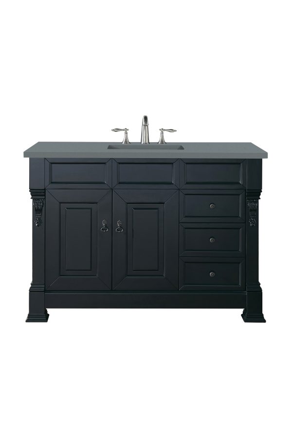 Brookfield 48 inch Bathroom Vanity in Antique Black With Cala Blue Quartz Top