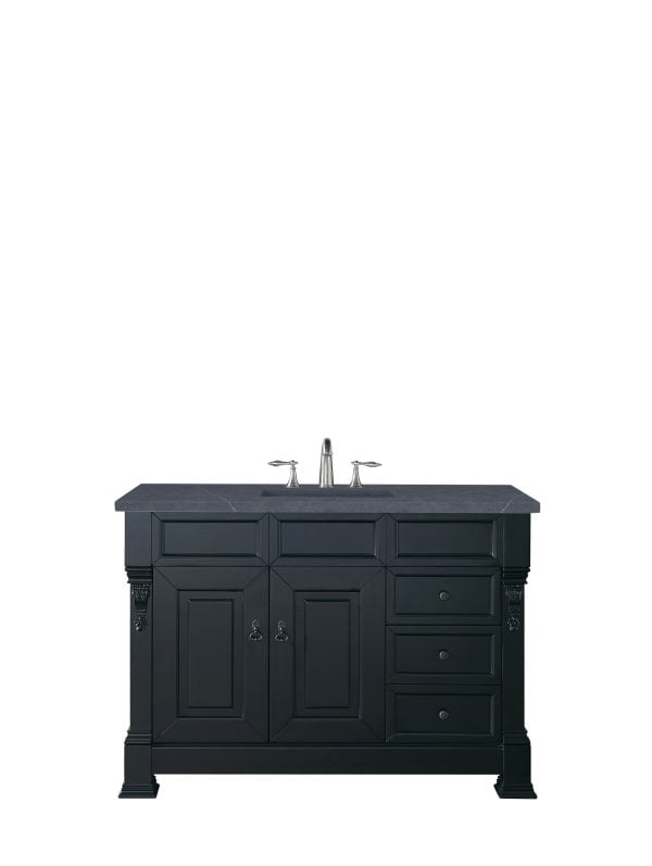 The Brookfield 48 inch Brookfield 48 inch Bathroom Vanity in Antique Black With Charcoal Soapstone Quartz Top