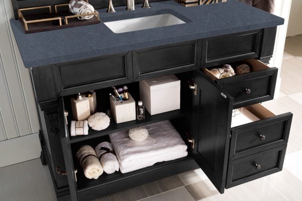 Brookfield 48 inch Bathroom Vanity in Antique Black With Charcoal Soapstone Quartz Top