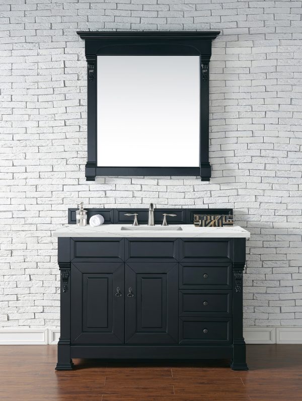 Brookfield 48 inch Bathroom Vanity in Antique Black With Ethereal Noctis Quartz Top