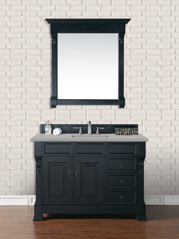 Brookfield 48 inch Bathroom Vanity in Antique Black With Eternal Serena Quartz Top