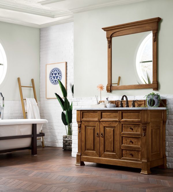 Brookfield 48 inch Bathroom Vanity in Country Oak With Carrara Marble Top Top