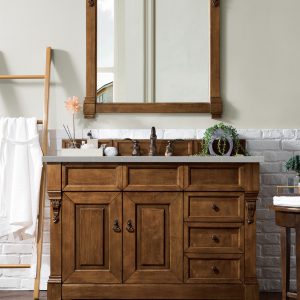 Brookfield 48 inch Bathroom Vanity in Country Oak With Eternal Serena Quartz Top
