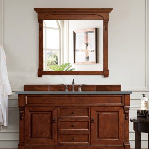 Brookfield 60 inch Single Bathroom Vanity in Warm Cherry With Cala Blue Quartz Top