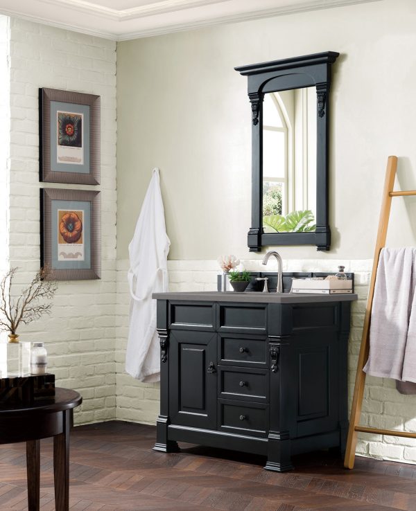 Brookfield 36 inch Bathroom Vanity in Antique Black With Grey Expo Quartz Top
