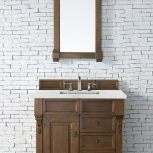 Brookfield 36 inch Bathroom Vanity in Country Oak With Eternal Jasmine Pearl Quartz Top