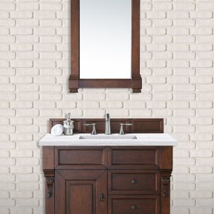 Brookfield 36 inch Bathroom Vanity in Warm Cherry With Arctic Fall Quartz Top