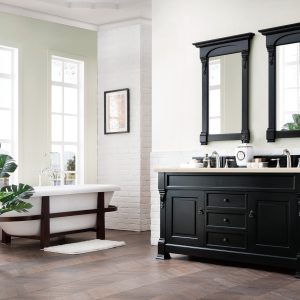 Brookfield 60 inch Double Bathroom Vanity in Antique Black With Eternal Marfil Quartz Top
