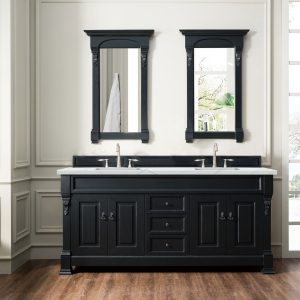 Brookfield 72 inch Double Bathroom Vanity in Antique Black With Ethereal Noctis Quartz Top