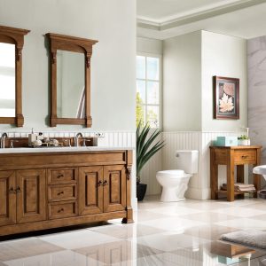 Brookfield 72 inch Double Bathroom Vanity in Country Oak With Eternal Jasmine Pearl Quartz Top
