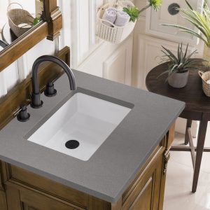 Brookfield 26 inch Bathroom Vanity in Country Oak With Grey Expo Quartz Top