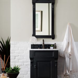 Brookfield 26 inch Bathroom Vanity in Antique Black With Carrara Marble Top