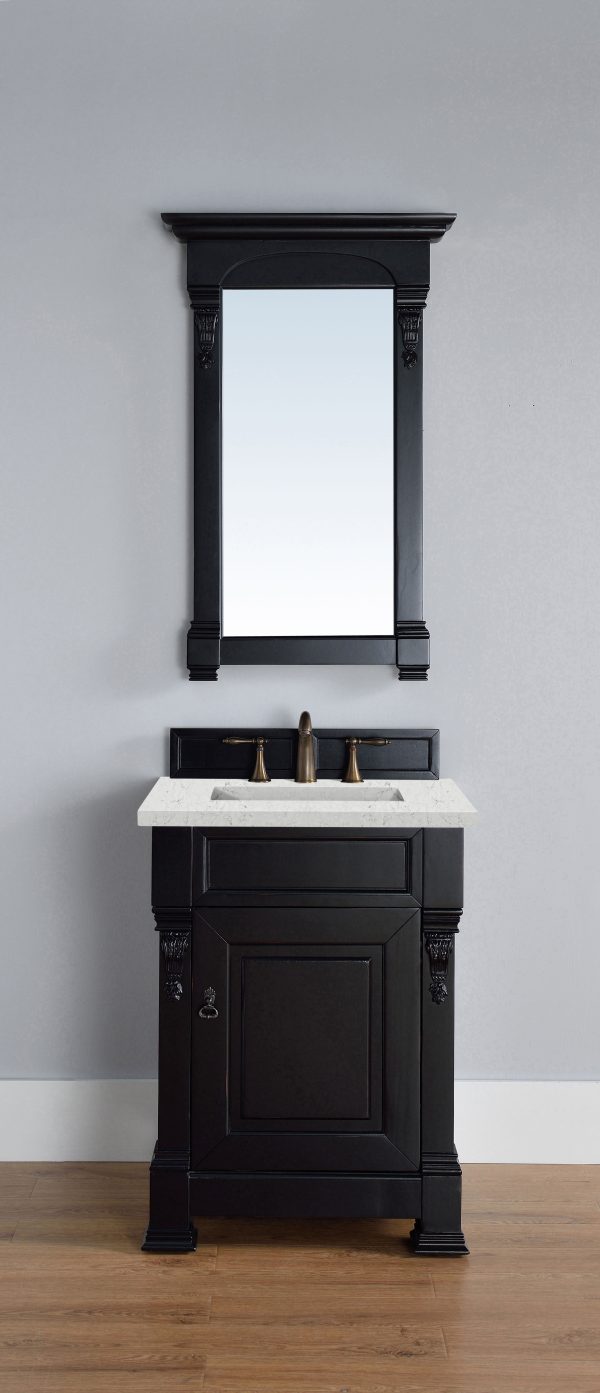 Brookfield 26 inch Bathroom Vanity in Antique Black With Eternal Jasmine Pearl Quartz Top