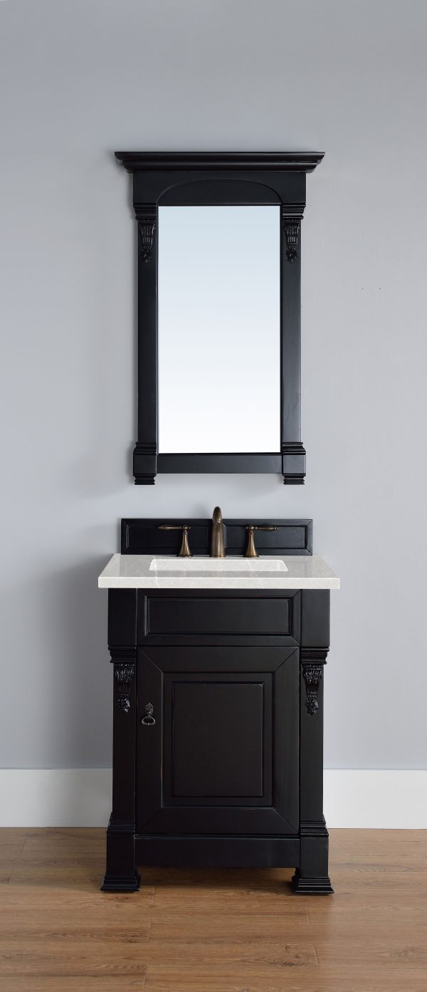 Brookfield 26 inch Bathroom Vanity in Antique Black With Eternal Serena Quartz Top