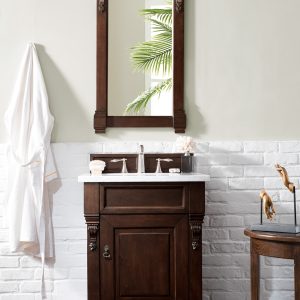 Brookfield 26 inch Bathroom Vanity in Burnished Mahogany With Carrara Marble Top