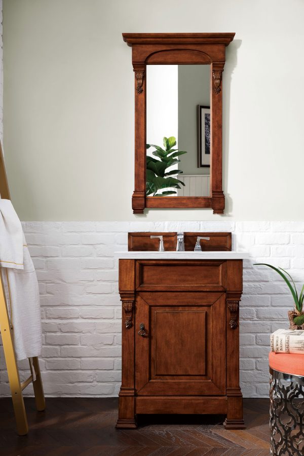 Brookfield 26 inch Bathroom Vanity in Warm Cherry With Arctic Fall Quartz Top
