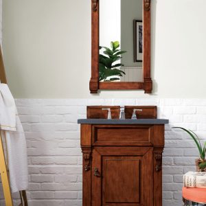 Brookfield 26 inch Bathroom Vanity in Warm Cherry With Charcoal Soapstone Quartz Top