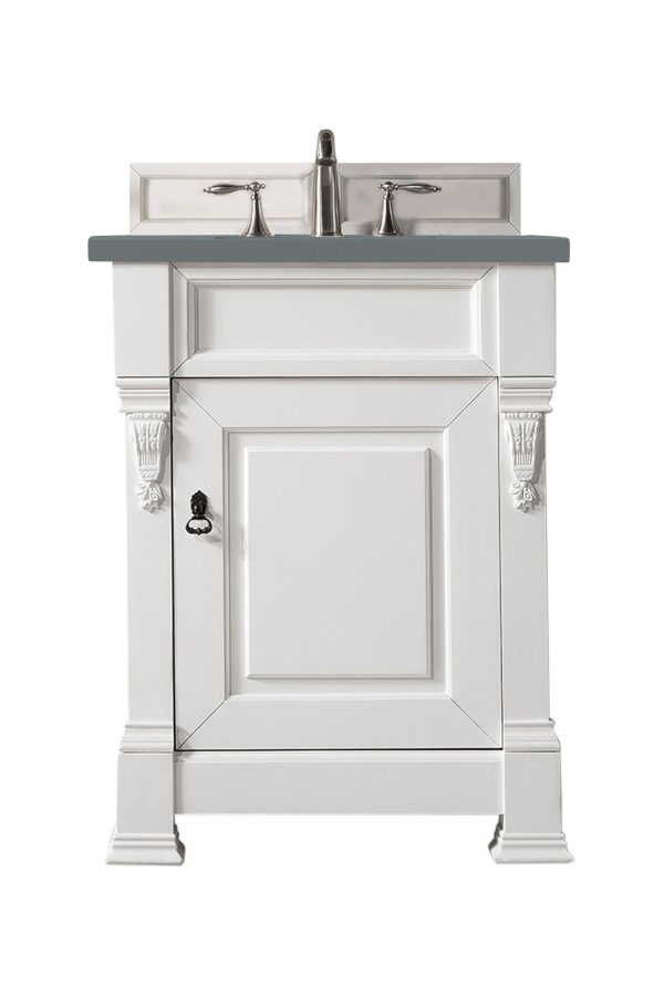 Brookfield 26 inch Bathroom Vanity in Bright White With Cala Blue Quartz Top