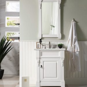 Brookfield 26 inch Bathroom Vanity in Bright White With Eternal Jasmine Pearl Quartz Top