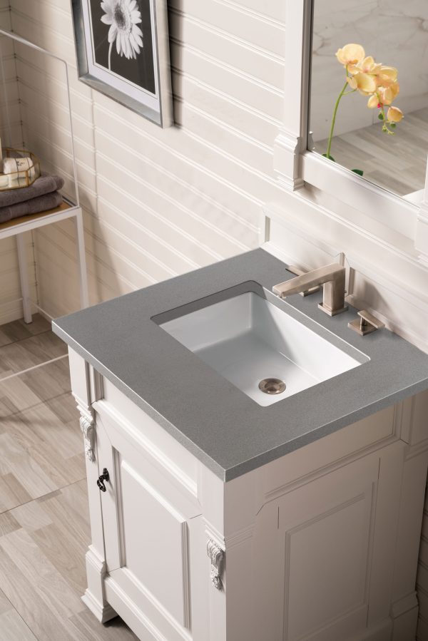 Brookfield 26 inch Bathroom Vanity in Bright White With Grey Expo Quartz Top