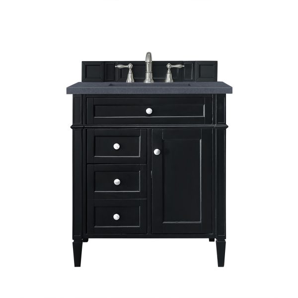 Brittany 30 inch Bathroom Vanity in Black Onyx With Charcoal Soapstone Quartz Top