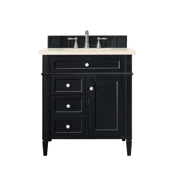 Brittany 30 inch Bathroom Vanity in Black Onyx With Eternal Marfil Quartz Top