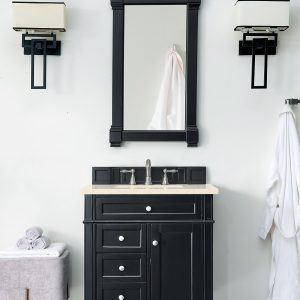 Brittany 30 inch Bathroom Vanity in Black Onyx With Eternal Marfil Quartz Top