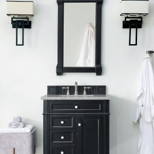 Brittany 30 inch Bathroom Vanity in Black Onyx With Eternal Serena Quartz Top