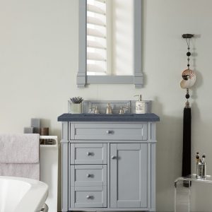 Brittany 30 inch Bathroom Vanity in Urban Gray With Charcoal Soapstone Quartz Top