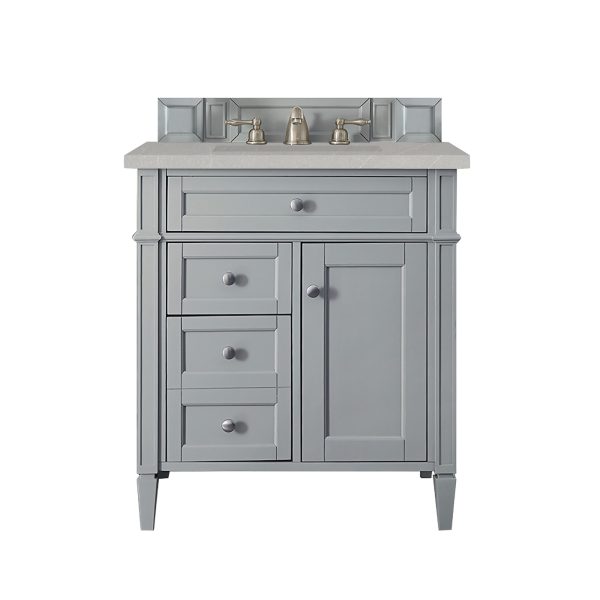 Brittany 30 inch Bathroom Vanity in Urban Gray With Eternal Serena Quartz Top