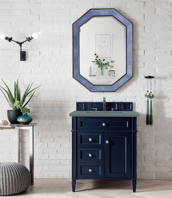 Brittany 30 inch Bathroom Vanity in Victory Blue With Cala Blue Quartz Top