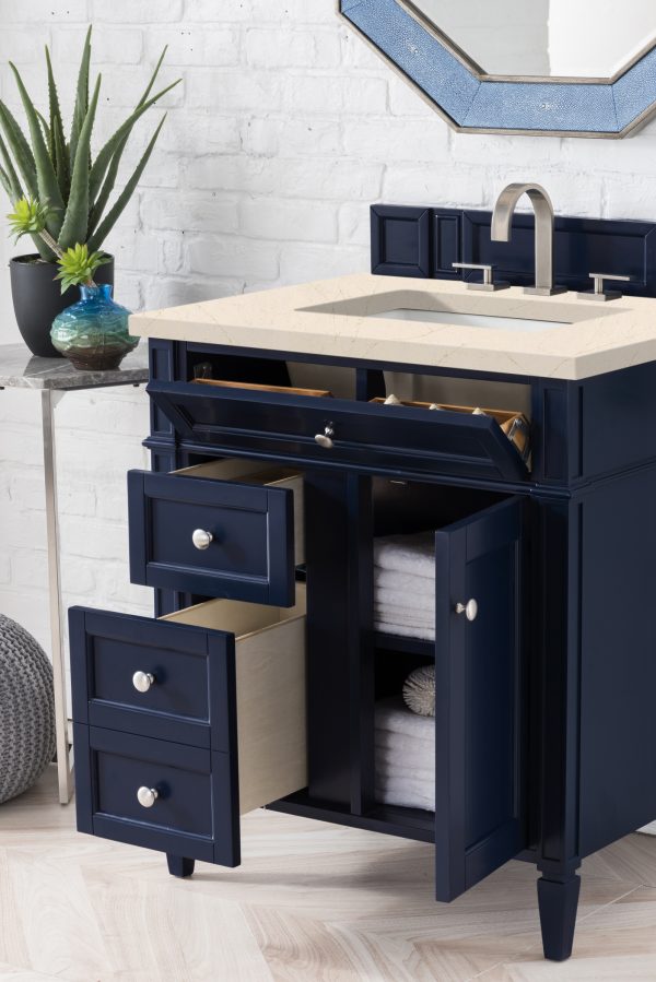 Brittany 30 inch Bathroom Vanity in Victory Blue With Eternal Marfil Quartz Top