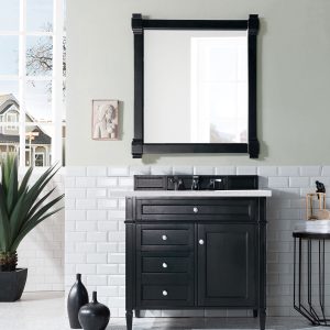 Brittany 36 inch Bathroom Vanity in Black Onyx With Arctic Fall Quartz Top