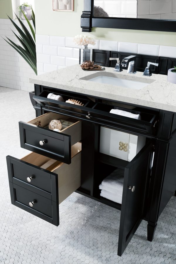 Brittany 36 inch Bathroom Vanity in Black Onyx With Eternal Jasmine Pearl Quartz Top