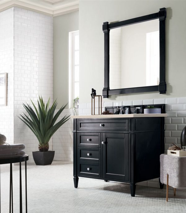 Brittany 36 inch Bathroom Vanity in Black Onyx With Eternal Marfil Quartz Top