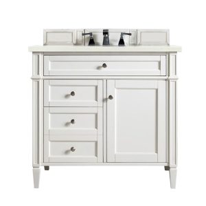 Brittany 36 inch Bathroom Vanity in Bright White With Eternal Marfil Quartz Top