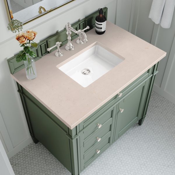 Brittany 36 inch Bathroom Vanity in Sage Green With Eternal Marfil Quartz Top