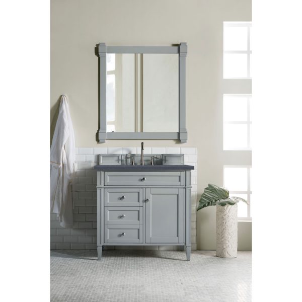 Brittany 36 inch Bathroom Vanity in Urban Gray With Charcoal Soapstone Quartz Top