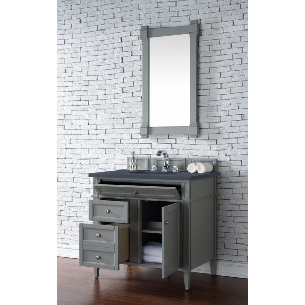 Brittany 36 inch Bathroom Vanity in Urban Gray With Charcoal Soapstone Quartz Top