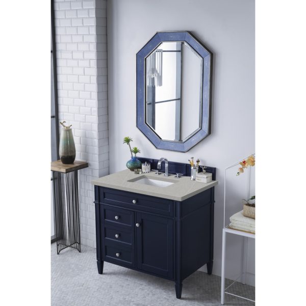 Brittany 36 inch Bathroom Vanity in Victory Blue With Eternal Serena Quartz Top