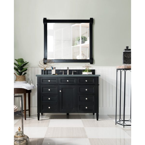 Brittany 48 inch Bathroom Vanity in Black Onyx With Cala Blue Quartz Top