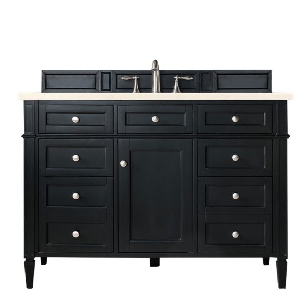 Brittany 48 inch Bathroom Vanity in Black Onyx With Eternal Marfil Quartz Top