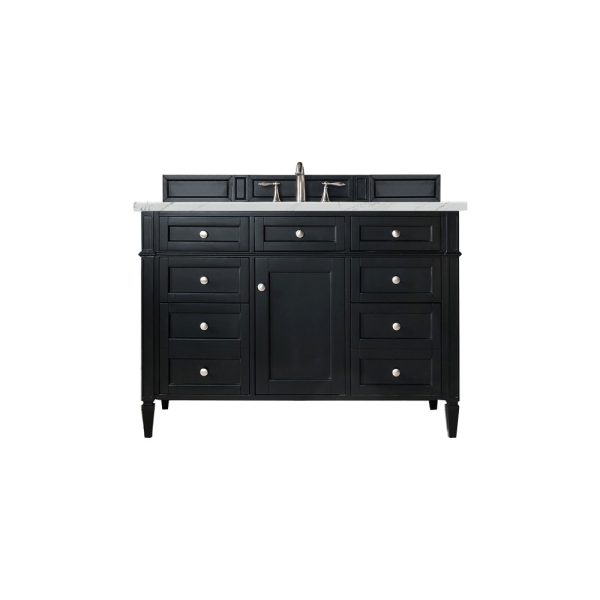 Brittany 48 inch Bathroom Vanity in Black Onyx With Ethereal Noctis Quartz Top