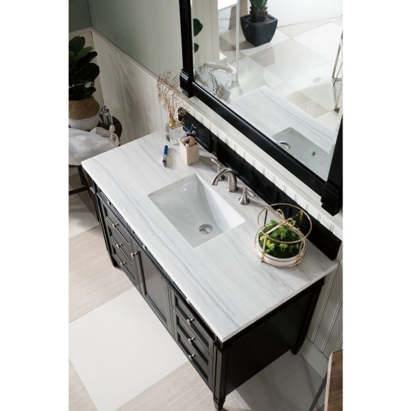 Brittany 48 inch Bathroom Vanity in Black Onyx With Arctic Fall Quartz Top
