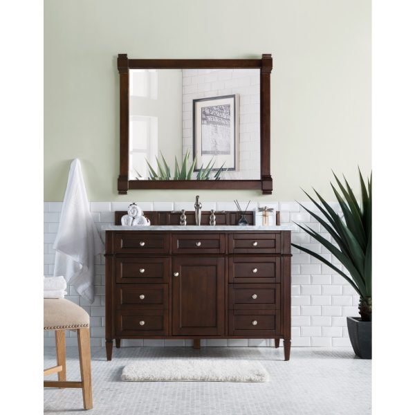 Brittany 48 inch Bathroom Vanity in Burnished Mahogany With Carrara Marble Top