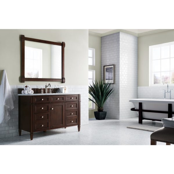 Brittany 48 inch Bathroom Vanity in Burnished Mahogany With Carrara Marble Top