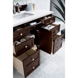 Brittany 48 inch Bathroom Vanity in Burnished Mahogany With Arctic Fall Quartz Top