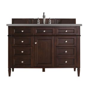 Brittany 48 inch Bathroom Vanity in Burnished Mahogany With Grey Expo Quartz Top