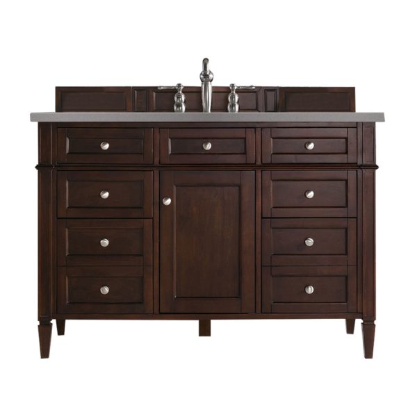 Brittany 48 inch Bathroom Vanity in Burnished Mahogany With Grey Expo Quartz Top