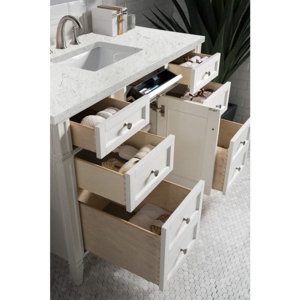 Brittany 48 inch Bathroom Vanity in Bright White With Eternal Jasmine Pearl Quartz Top